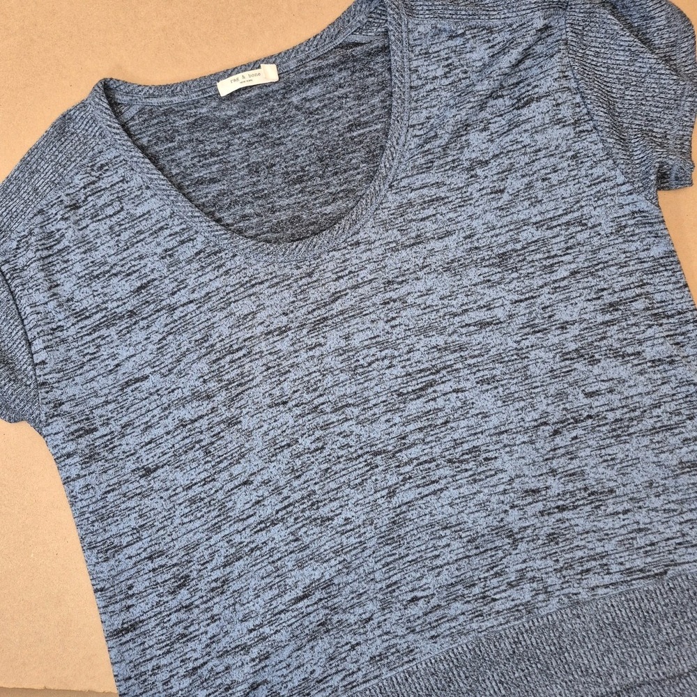rag & bone Blue Marled Scoop Neck Sweater